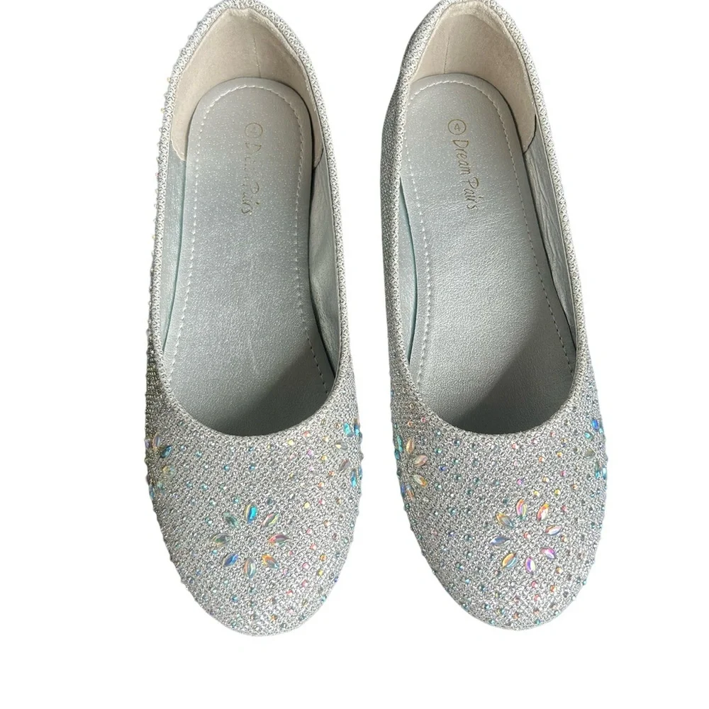 Dream Pairs Silver Dress Shoes with Rhinestone Embellishments kids